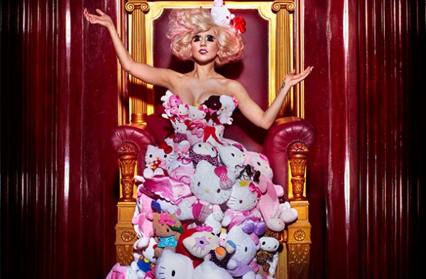 Lady GaGa in "Hello Kitty" Dress with Anime eye Make-up